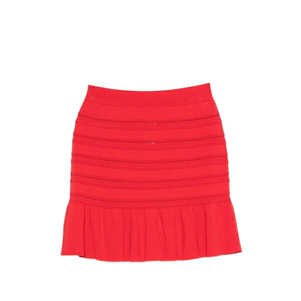 青碧お嬢さん レディース スコート ボトムス Pointelle-knit ruffled skirt Red