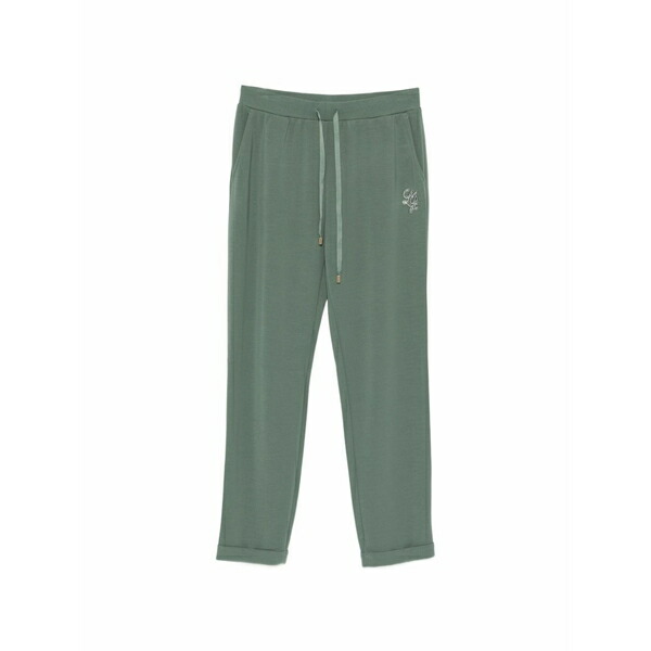 リュージョー レディース 心地よいズボン下 ボトムス Drawstring logo-detail trousers Green