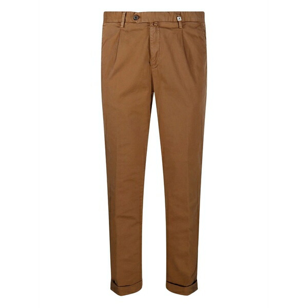 ミース メンズ 心地よいズボン下 ボトムス Pleated cuffed straight trousers Brown