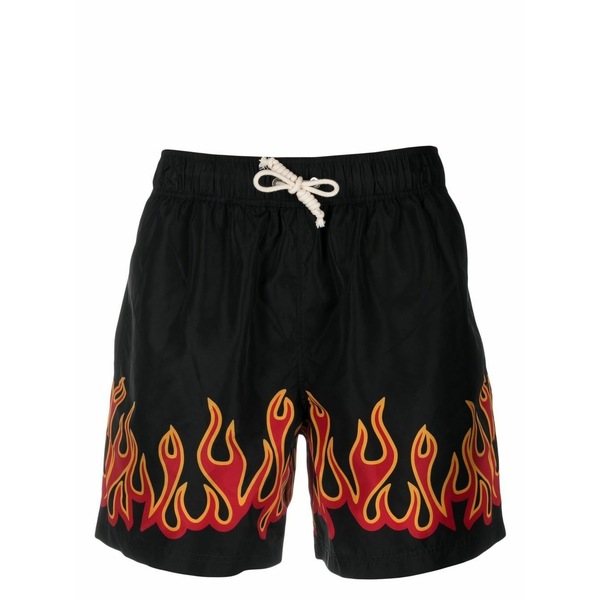 パーム・エンジェルス メンズ 心地好いズボン下 ボトムス Flame-print swim shorts Black