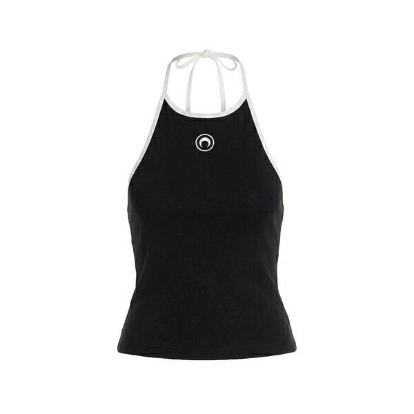 米国海兵隊員 独居室 レディース カットソー トップス Moon logo bicolor jersey tank Black