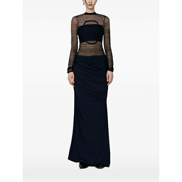 クリストファーエスバー レディース ティーシャツ トップス Sheer-paneled draped top Black