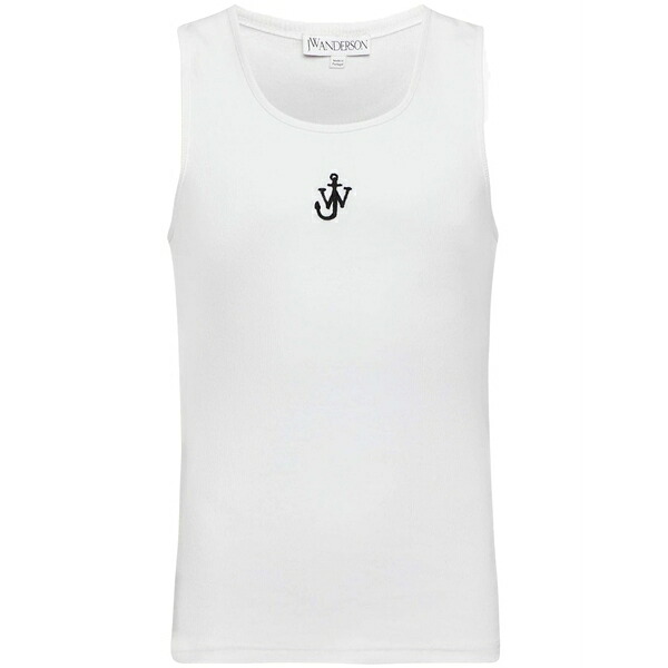 J.W.アンダーソン メンズ ティーシャツ トップス Anchor logo tank top White Tシャツ・カットソー-トップス