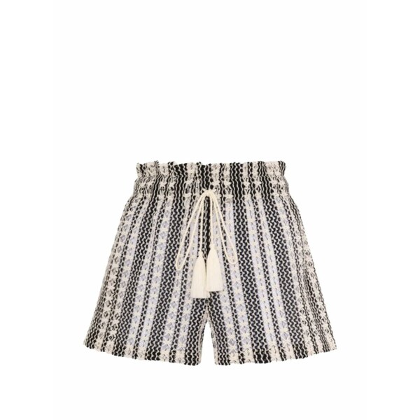 パルマセア レディース カジュアルパンツ ボトムス Irene tassel-detail striped shorts Neutrals｜asty