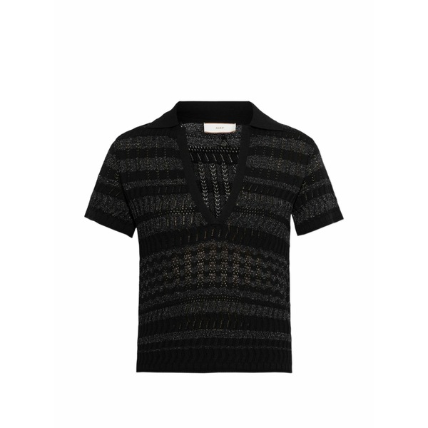 エーケプ レディース スポーツシャツ トップス V-neck knitted top Black