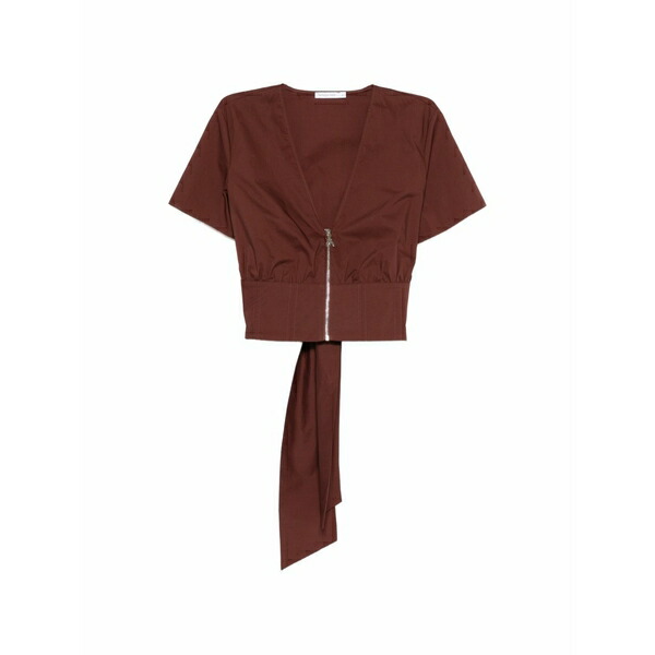 パトリツィア ペペ レディース プルオーバー トップス Zip-fastening cropped top Brown