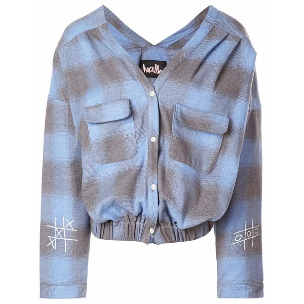 ハクーラ レディース プルオーバー トップス Plaid blouse Blue