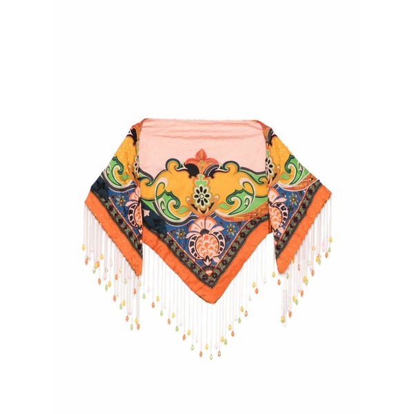 エトロ レディース えり巻き・袈裟・えり巻き 付属物 Paisley-print beaded-fringe scarf Pink