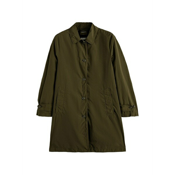 アスペジ レディース 厚地の外套 アウター Button-up coat Green