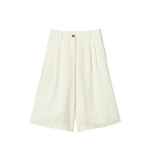 ツイン仕掛ける レディース 心地好いズボン下 ボトムス Pleated bermuda shorts White