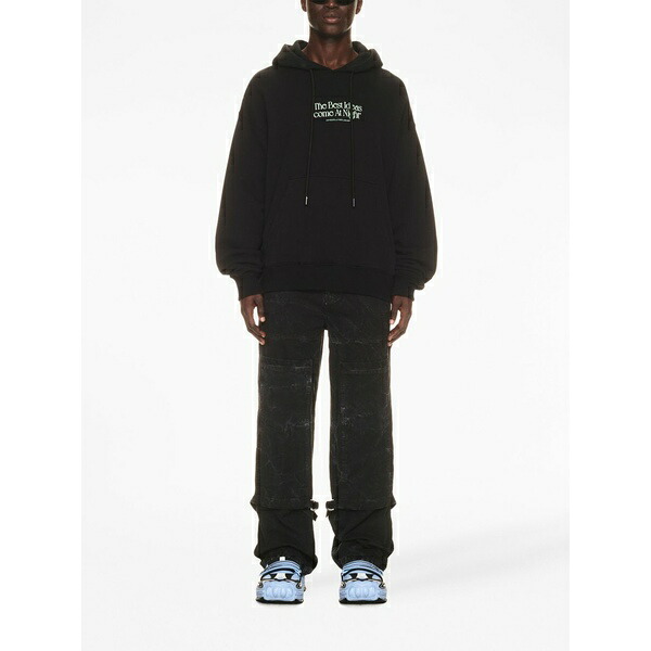 象牙色 メンズ パーカー・スウェットシャツ アウター Best ideas slogan-print cotton hoodie Black