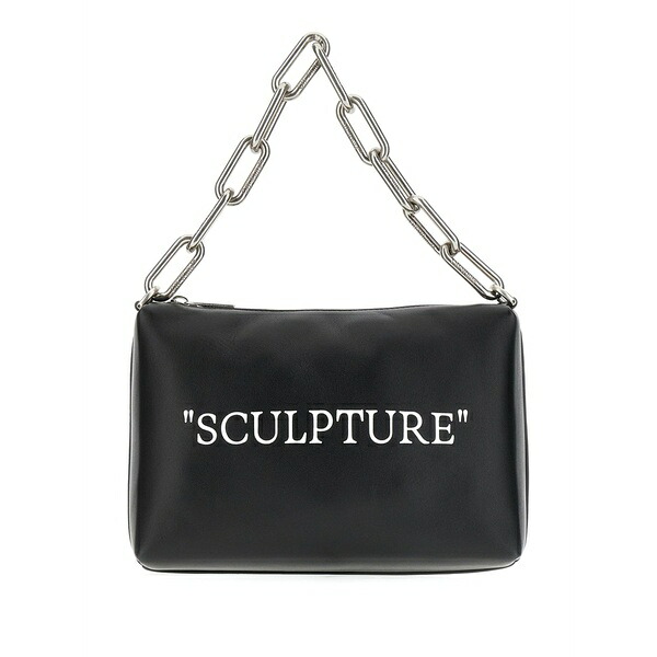 オフホワイト レディース トートバッグ バッグ Logo-print leather tote bag Black｜asty