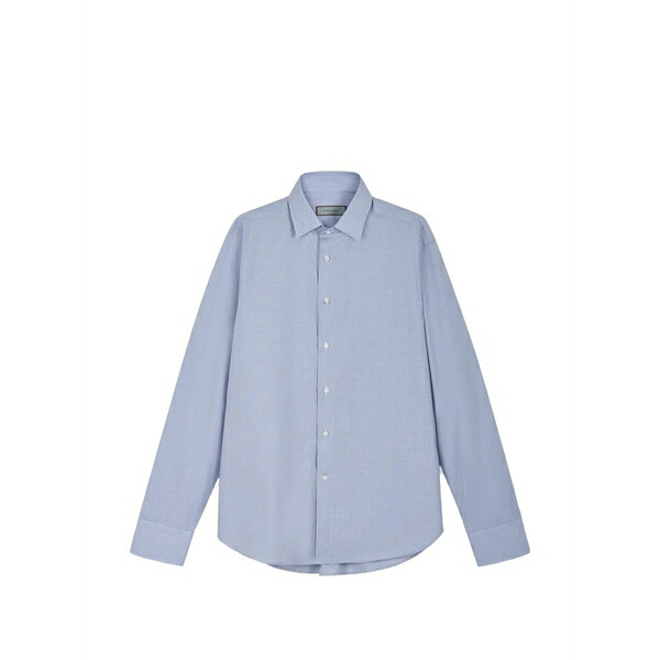 カナーリ メンズ シャツ トップス Long-sleeve checked shirt Blue|asty