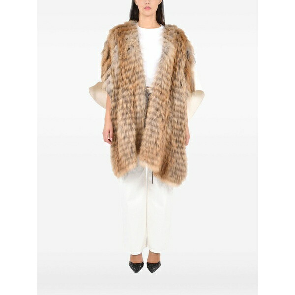 パロッシュ レディース 上衣＆上衣 アウター Faux-fur poncho Neutrals