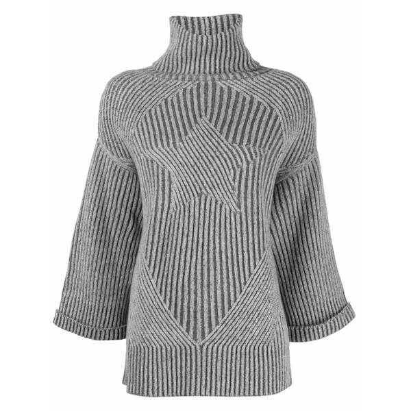 ロレーナアントニアッツィ レディース 編み物\u0026ティーシャツ アウター Star-embroidered roll-neck jumper  Grey