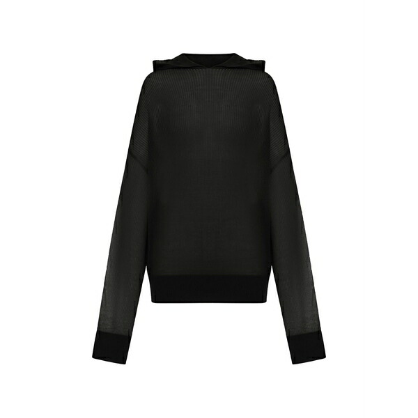リックオウエンス レディース 編み物\u0026スウェーター アウター Hooded long-sleeve sweater Black