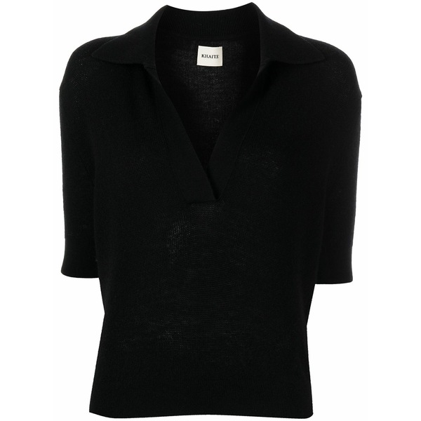 紙凧 レディース スポーツシャツ トップス Jo shortsleeved cashmere polo top  Black