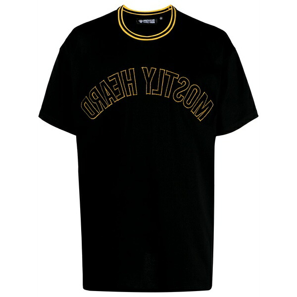ミストリーハードレアリシーン メンズ プルオーバー トップス Varsity logo-embroidered cotton t-shirt Black