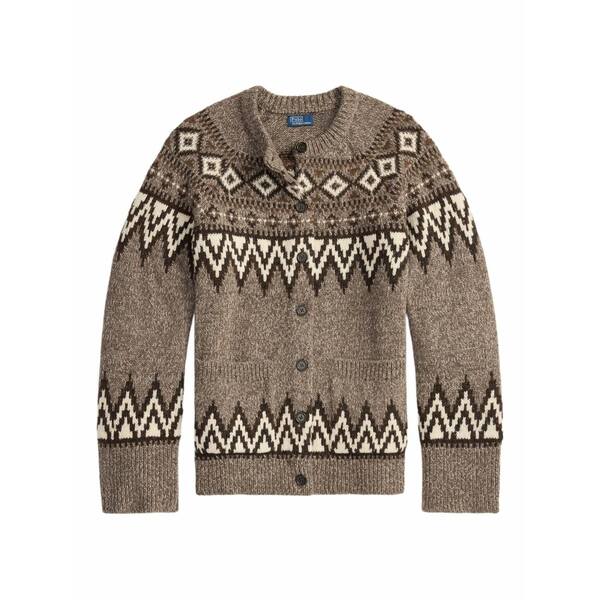ラルフローレン レディース ジレー アウター Fairisle-pattern crew-neck cardigan Brown