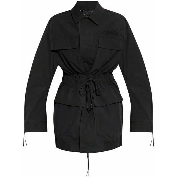 ディースクエアード レディース 厚地の外套 アウター Logo-embroidered coat Black