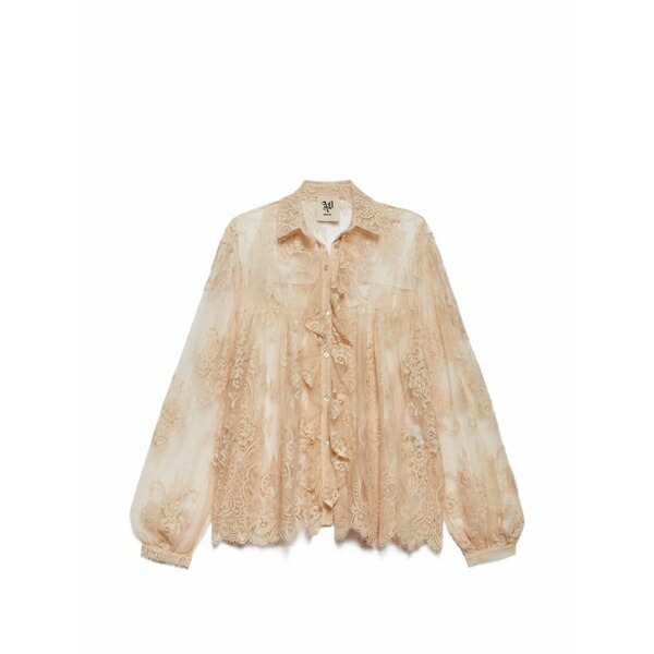 アニエバイ レディース プルオーバー トップス Lace-detail ruffled shirt Neutrals