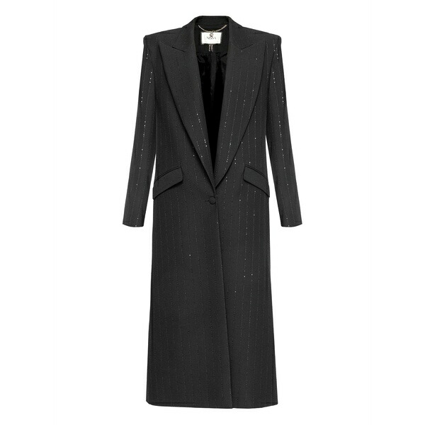 ニッサ レディース 厚地の外套 アウター Sequin-embellished coat Black
