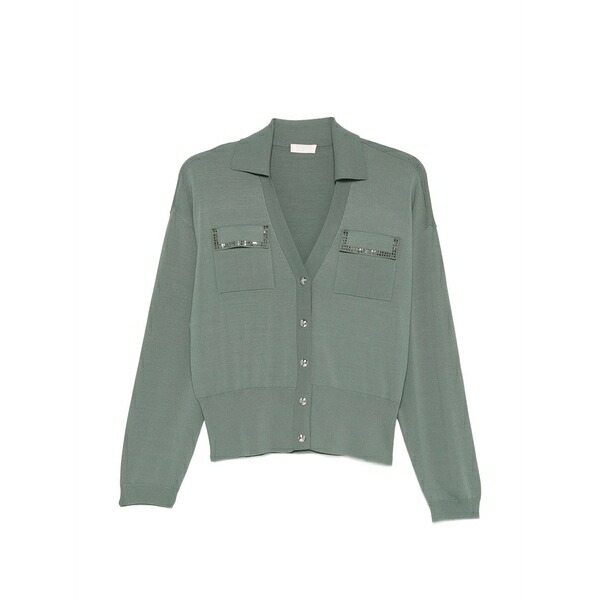 リュージョー レディース ジレー アウター Pocket embellished cardigan Green