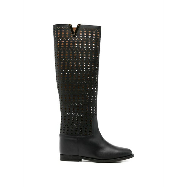 ヴィアローマ15 レディース ブーツ シューズ Cutout-detail leather boots Black