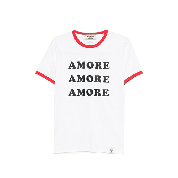 アレッサンドロエンリケス レディース Tシャツ トップス Amore-print top White｜asty