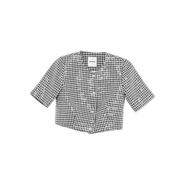 沙子ロ レディース プルオーバー トップス Houndstooth-pattern top Black
