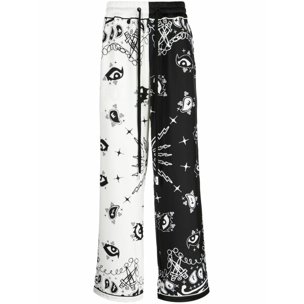 ハクーラ メンズ 心地好いズボン下 ボトムス Paisley-print straight-leg trousers Black