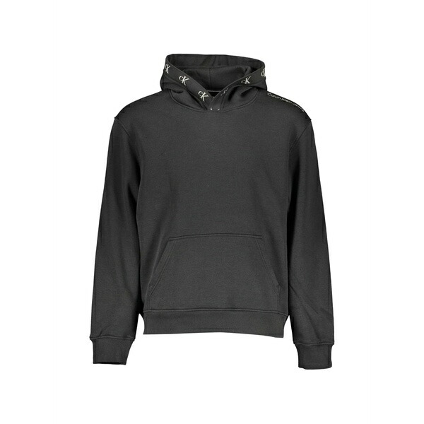 カルバンクライン メンズ パーカー・スウェットシャツ アウター Logo-tape hoodie Black