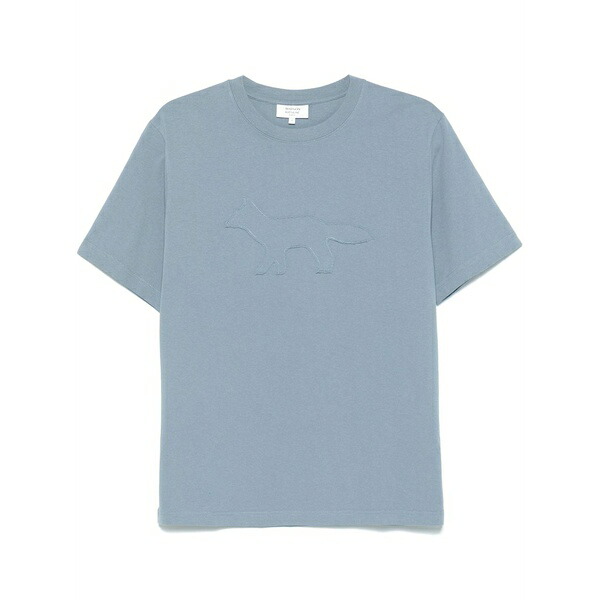 メゾン キツネ メンズ Tシャツ トップス Profile fox-patch t-shirt Blue|asty