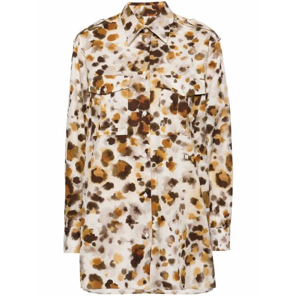 エムエスジイエム レディース プルオーバー トップス Watercolour-print cotton shirt Neutrals