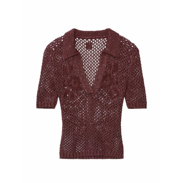 アミリ レディース スポーツシャツ トップス Floral crochet polo top Brown
