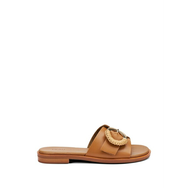 亭主もち レディース サンダル シューズ Buckle-detail leather sliders Neutrals