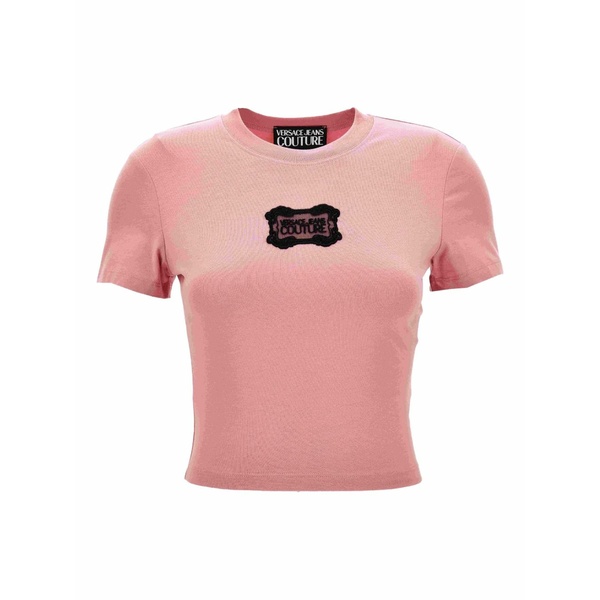 呼びりん探し回る レディース プルオーバー トップス Logo-patch cropped t-shirt Pink