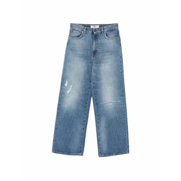 PTトリノ レディース ジーンズズボン下 ボトムス Miley distressed-detail wide-leg jeans Blue