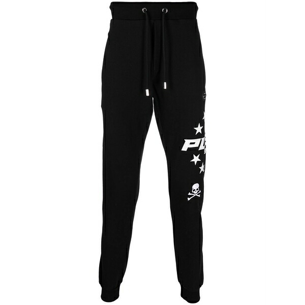 フィリップ飾り気の無い メンズ 心地好いズボン下 ボトムス Logo drawstring track pants Black