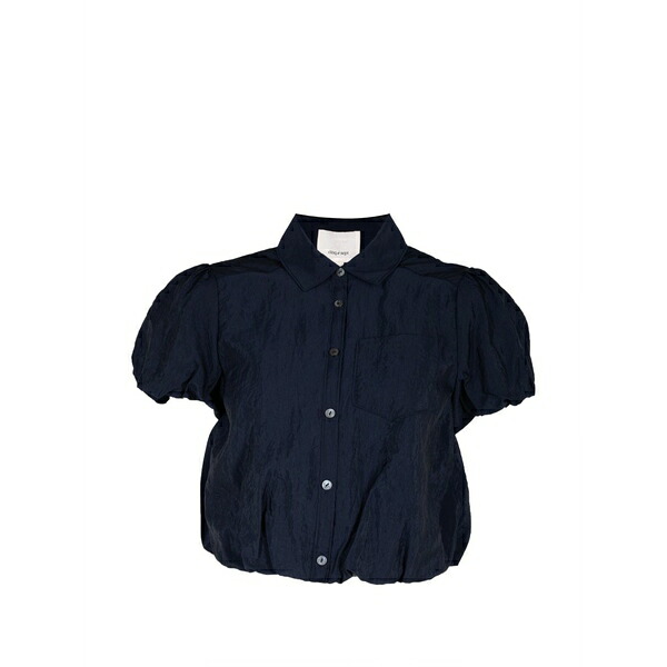 サンクアセプト レディース プルオーバー トップス Allinae puff-sleeve button-down shirt Blue