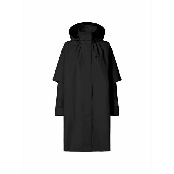 セーブザダック レディース 厚地の外套 アウター Hooded zip coat Black
