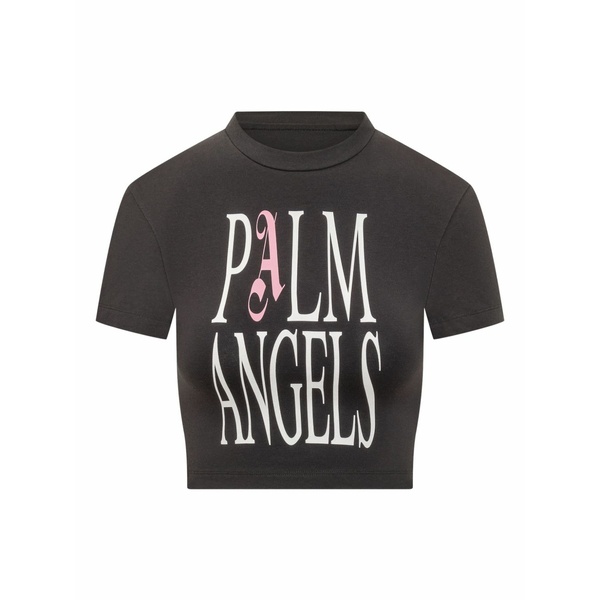 パーム・エンジェルス レディース ティーシャツ トップス Logo-print cropped tee Black