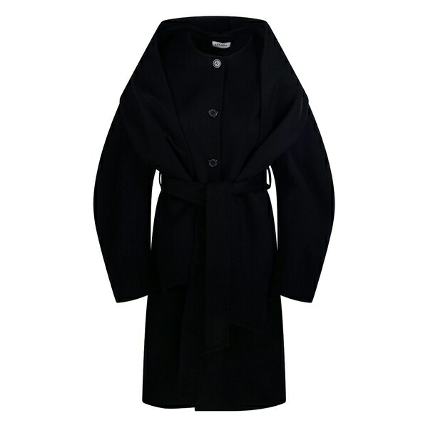 パロッシュ レディース 厚地の外套 アウター Belted coat Black