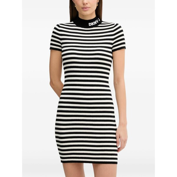 ダナ キャラン ニューヨーク州 レディース 衣裳 トップス Striped roll-neck dress Black