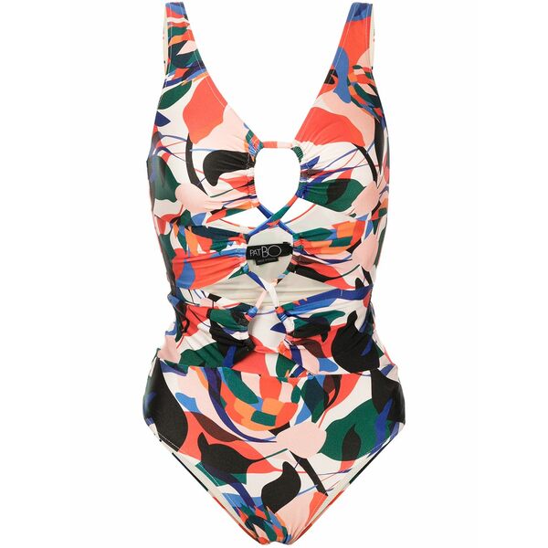 パッティング洋弓 レディース 衣装 トップス Moscow abstract-print lace-up swimsuit Multicolour
