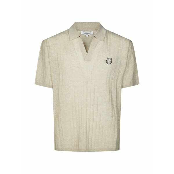 棲み家 稲荷 メンズ ティーシャツ トップス Fox head ribbed shirt Neutrals