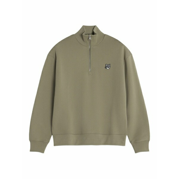 棲み家 狐狸 メンズ パーカー・スウェットシャツ アウター Half-zip fox head-embroidered sweatshirt Green