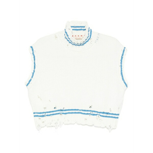 マルニ レディース 編み物\u0026プルオーバー アウター Frayed-hem sleeveless top White