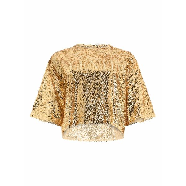 ヴァレンティノ ガラヴァーニ レディース プルオーバー トップス Sequin-embellished t-shirt Gold
