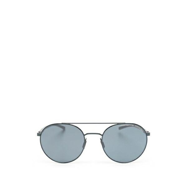 ポルシェひな形 メンズ サングラス・アイウェア 付属物 Double-bridge round-frame sunglasses Black